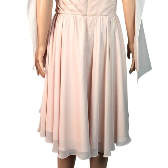 Affairs by Mori Lee Madeline Gardner Blush Pink Peach Strapless Chiffon Layered - Picture 15 of 15